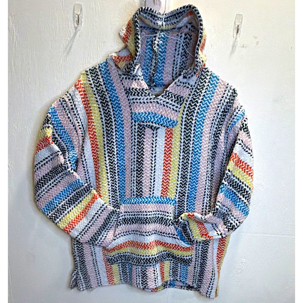 Earth Ragz Women's Striped Multicolor Pullover Hoodie w/ Pockets Size L
